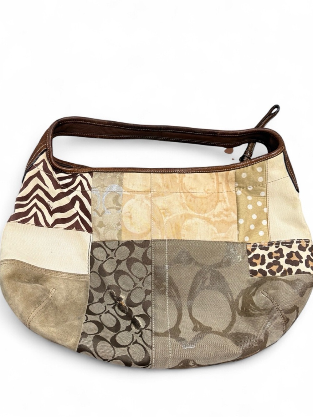 VTG Y2K Large Coach Patchwork Hobo Leopard Zebra Monogram Turn Lock w/ Hangtags - Picture 2 of 14